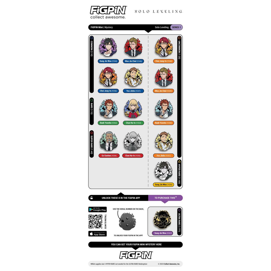 FiGPiN Anime Solo Leveling Mystery Mini Collectible Enamel Pin Series 1 (Styles May Vary)