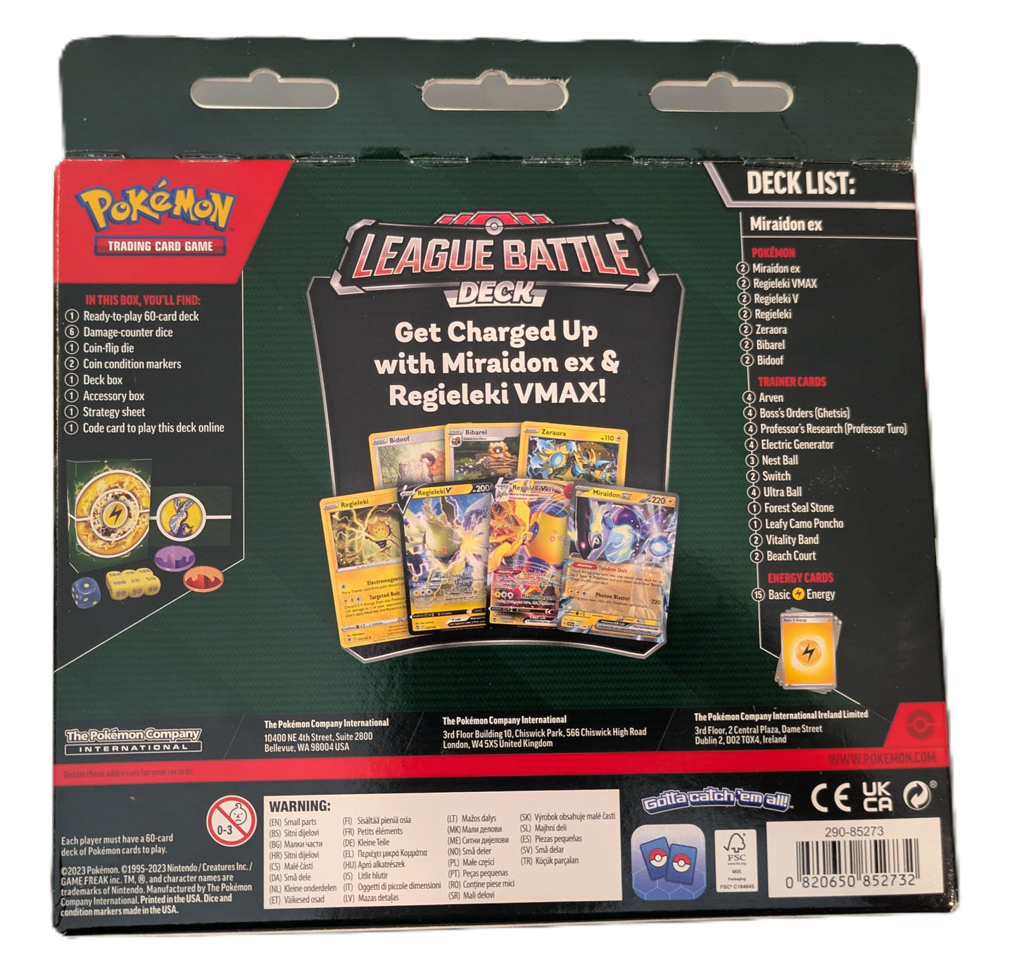 Pokémon Trading Card Game League Battle Deck Miraidon EX