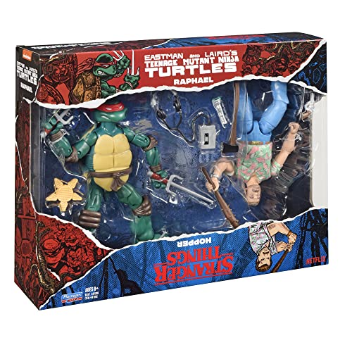 Playmates Toys Teenage Mutant Ninja Turtles x Stranger Things Raphael & Hopper Action Figure 2-Pack (Upside Down Remix)