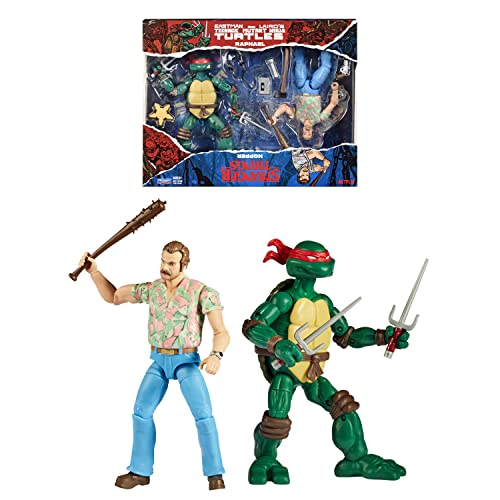 Playmates Toys Teenage Mutant Ninja Turtles x Stranger Things Raphael & Hopper Action Figure 2-Pack (Upside Down Remix)