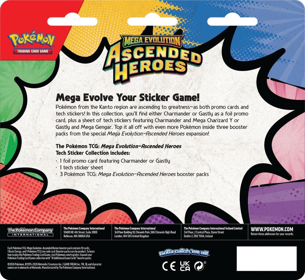 Pokémon Trading Card Game: Mega Evolution: Ascended Heroes Tech Sticker Collection - Gastly