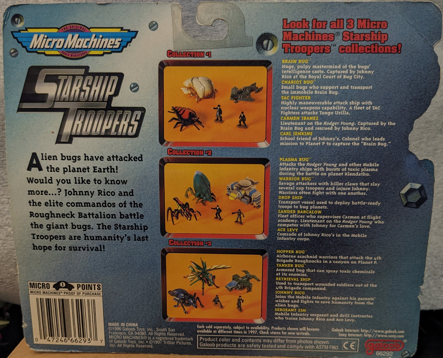 Micro Machines Starship Troopers The Movie Brain Bug Chariot Bug Tac Fighter Carmen Ibanez Carl Jenkins Collection 1