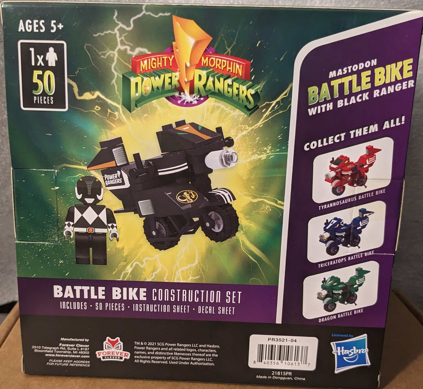 Mighty Morphin Power Rangers Mastodon Battle Bike with Black Ranger Construction Set