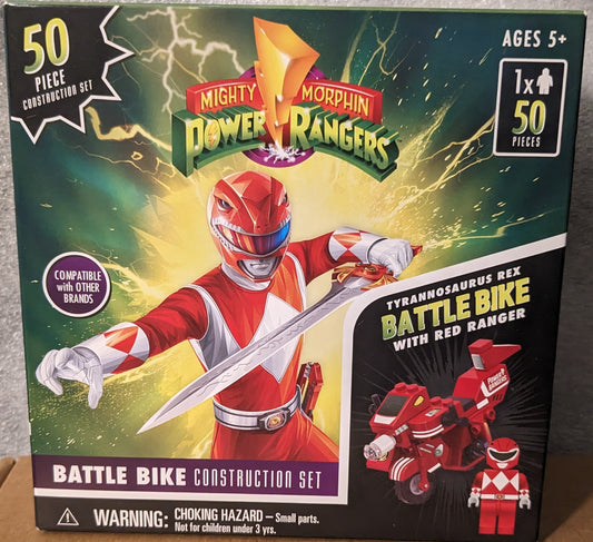 Mighty Morphin Power Rangers Tyrannosaurus Rex Battle Bike with Red Ranger Construction Set