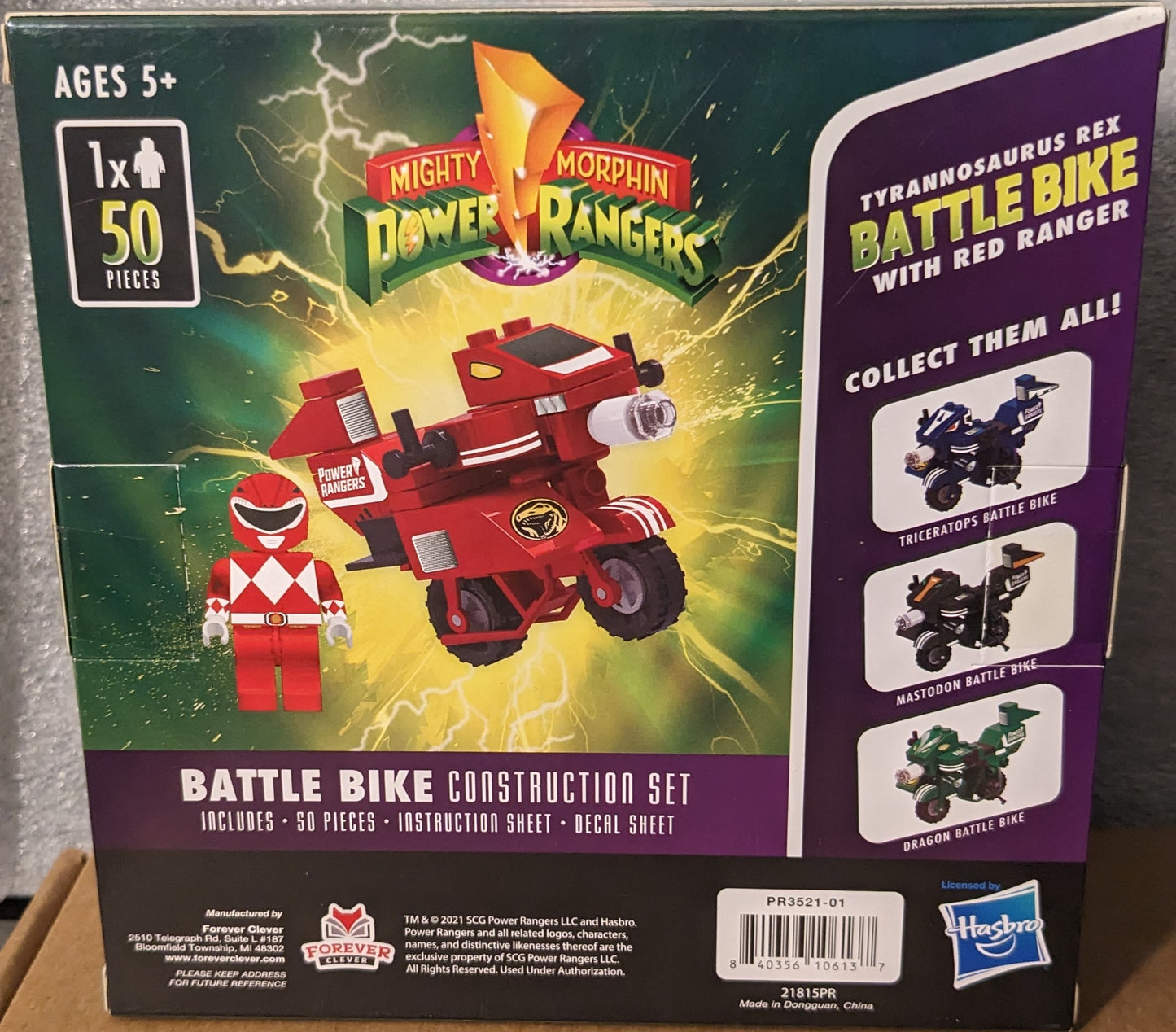 Mighty Morphin Power Rangers Tyrannosaurus Rex Battle Bike with Red Ranger Construction Set