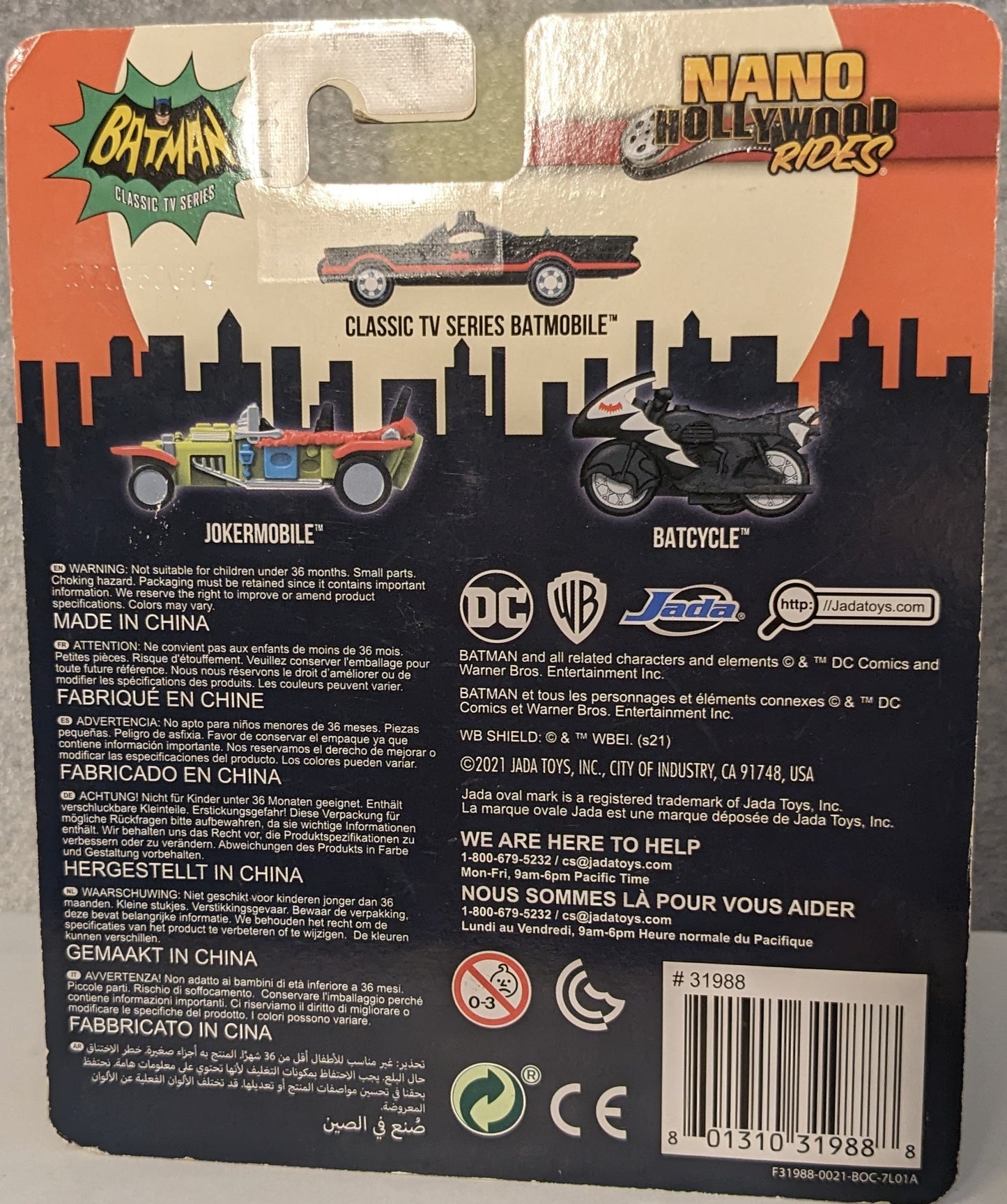 DC Comics Batman Classic TV Series Nano Hollywood Rides Classic TV Series Batmobile, Batcycle, and Jokermobile