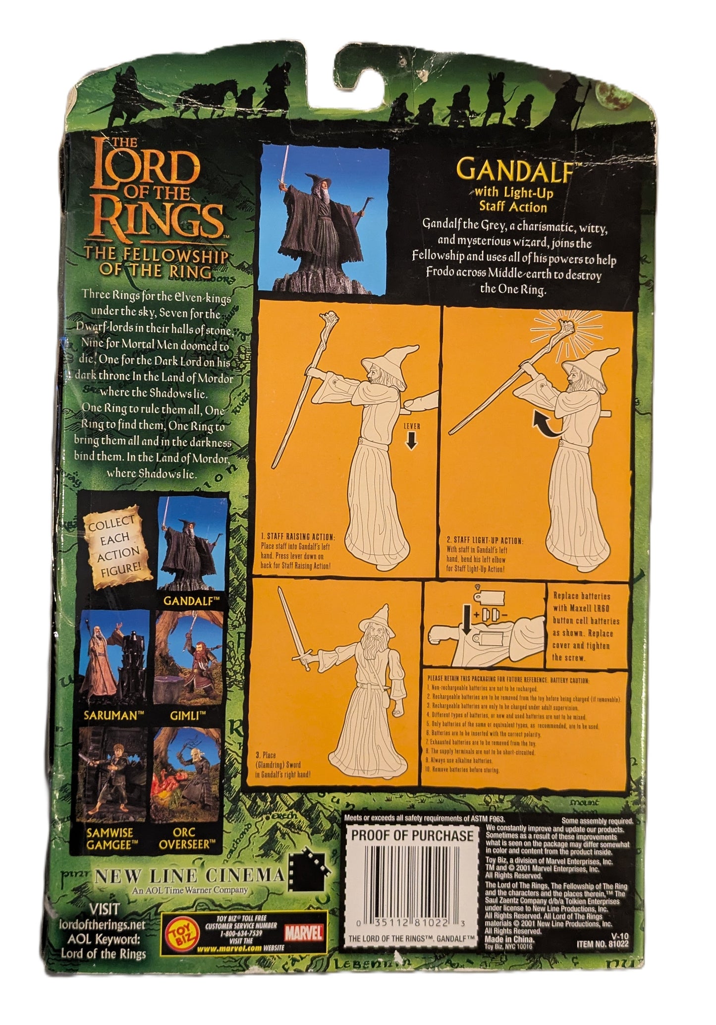 The Lord of the Rings The Fellowship of the Ring Movie Gandolf Action Figure