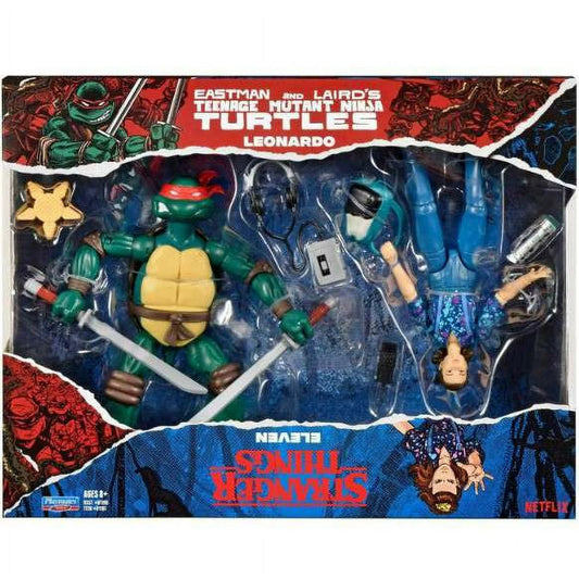 Teenage Mutant Ninja Turtles Stranger Things Leonardo & Eleven Action Figure 2-Pack (Upside Down Remix)