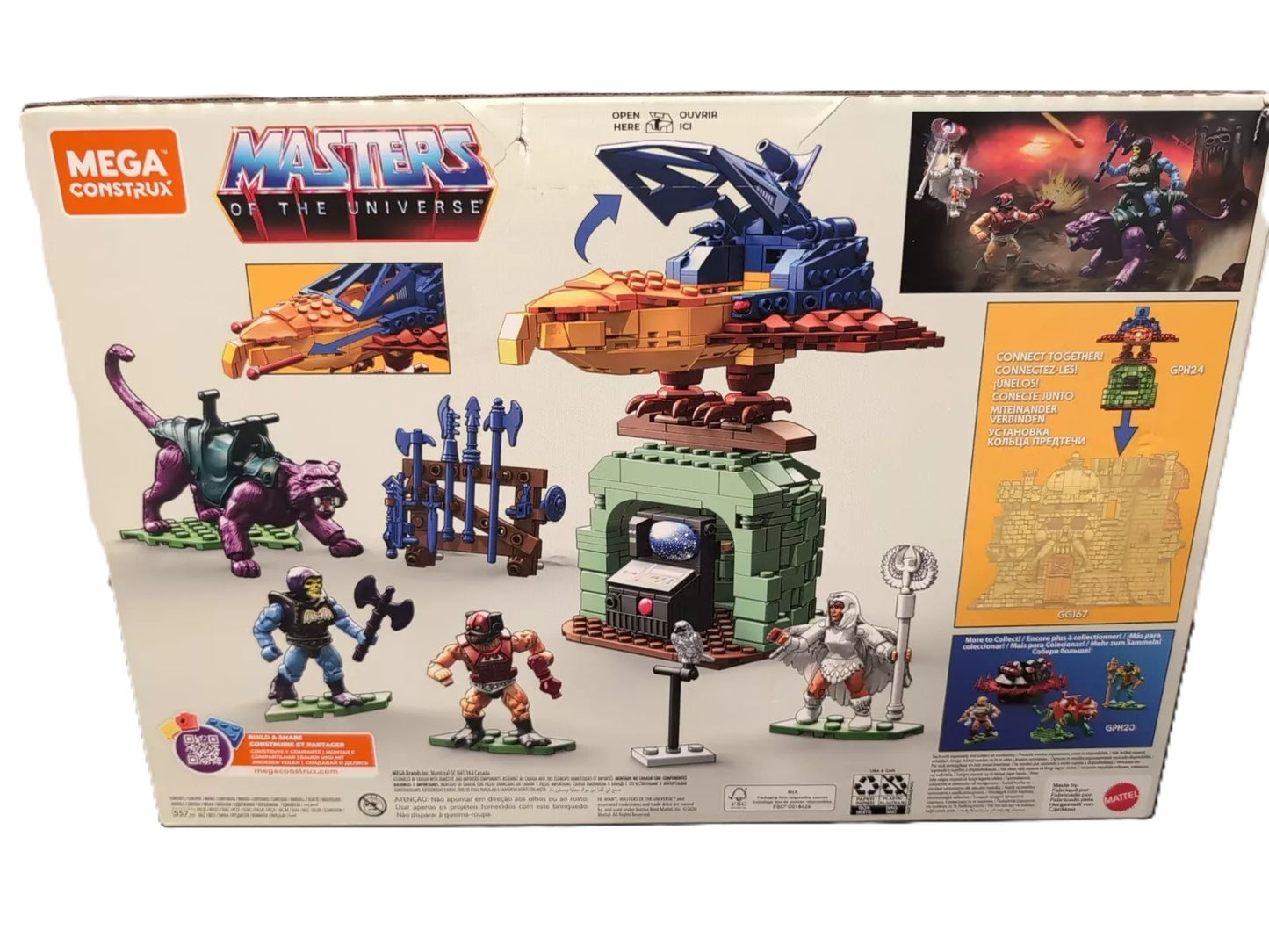 Mega Construx Masters of the Universe Panthor at Point Dread construction set with micro action figures (557 Pieces)